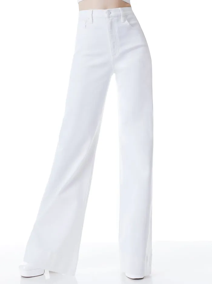 Pants Women Alice Olivia Sofia High Rise Boyfriend Jean White
