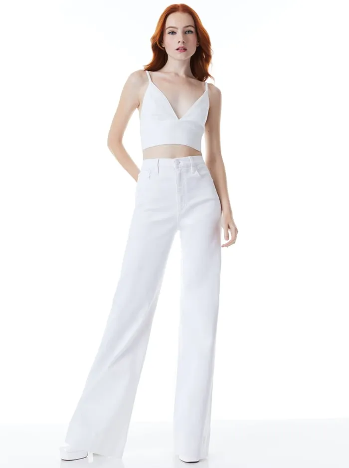 Pants Women Alice Olivia Sofia High Rise Boyfriend Jean White