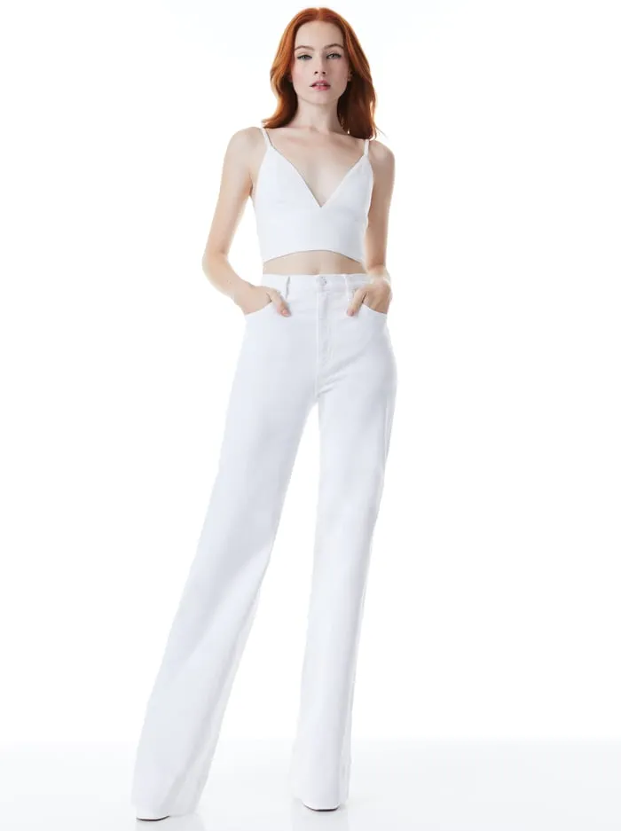 Pants Women Alice Olivia Sofia High Rise Boyfriend Jean White