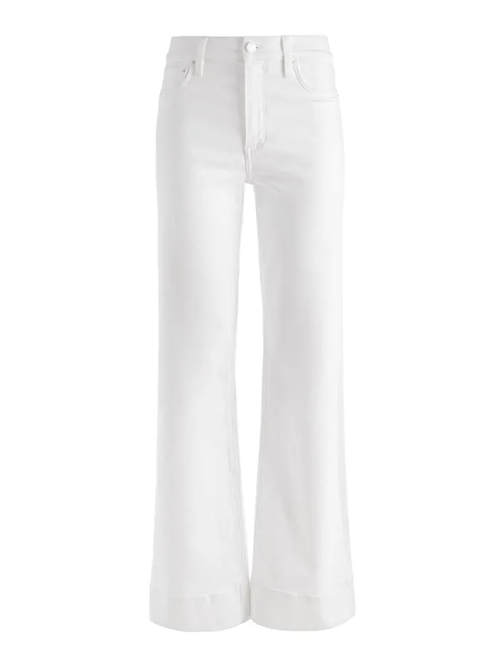 Pants Women Alice Olivia Sofia High Rise Boyfriend Jean White