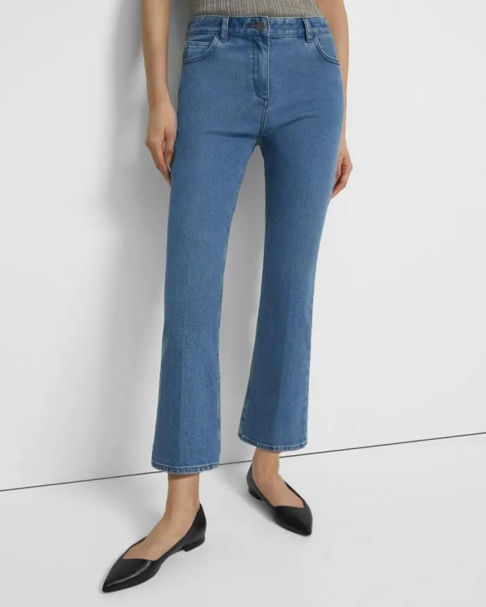 Pants Women Theory 5Pocket Flare Jean In Washed Denim Washed Indigo Pants Women Theory 5Pocket Flare Jean In Washed Denim Washed Indigo