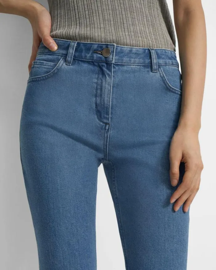 Pants Women Theory 5Pocket Flare Jean In Washed Denim Washed Indigo Pants Women Theory 5Pocket Flare Jean In Washed Denim Washed Indigo