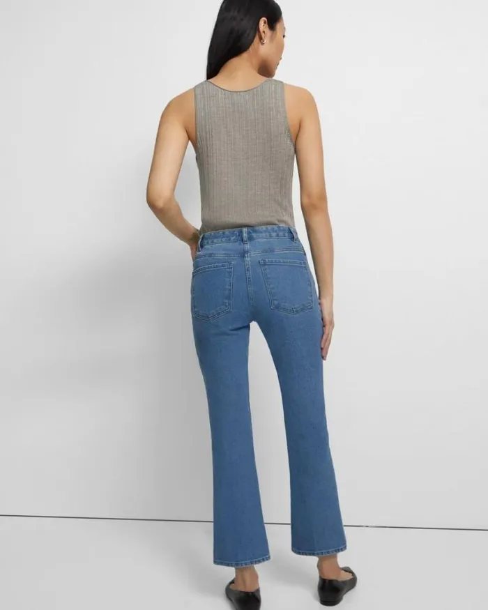 Pants Women Theory 5Pocket Flare Jean In Washed Denim Washed Indigo Pants Women Theory 5Pocket Flare Jean In Washed Denim Washed Indigo