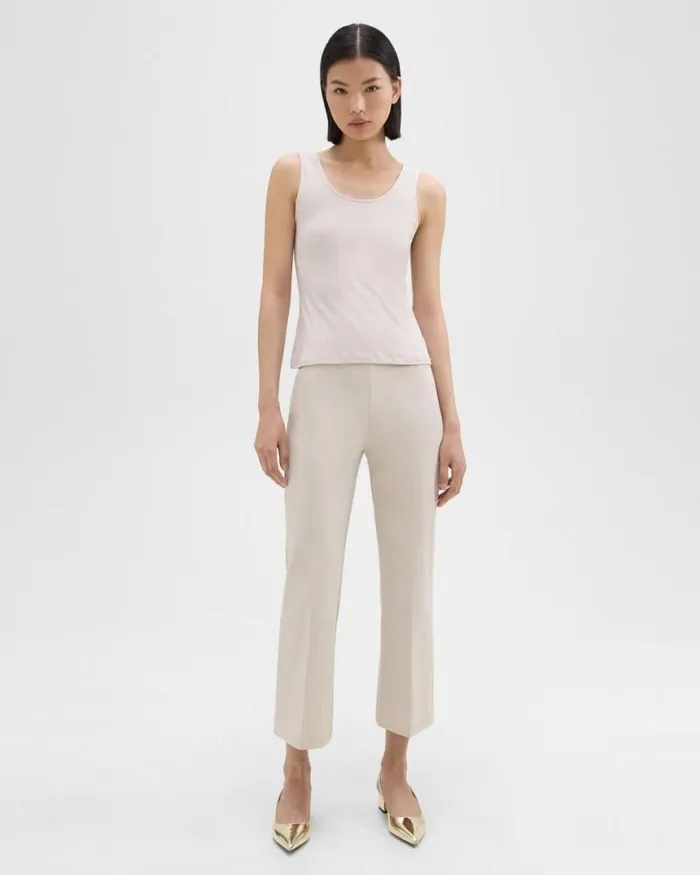Pants Women Theory Cropped Kick Pant In Stretch CottonBlend New Sand
