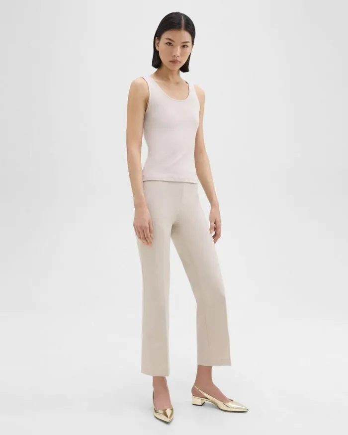 Pants Women Theory Cropped Kick Pant In Stretch CottonBlend New Sand Pants Women Theory Cropped Kick Pant In Stretch CottonBlend New Sand