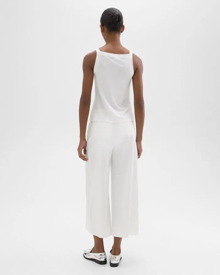 Pants Women Theory Cropped WideLeg Pant In Good Linen White