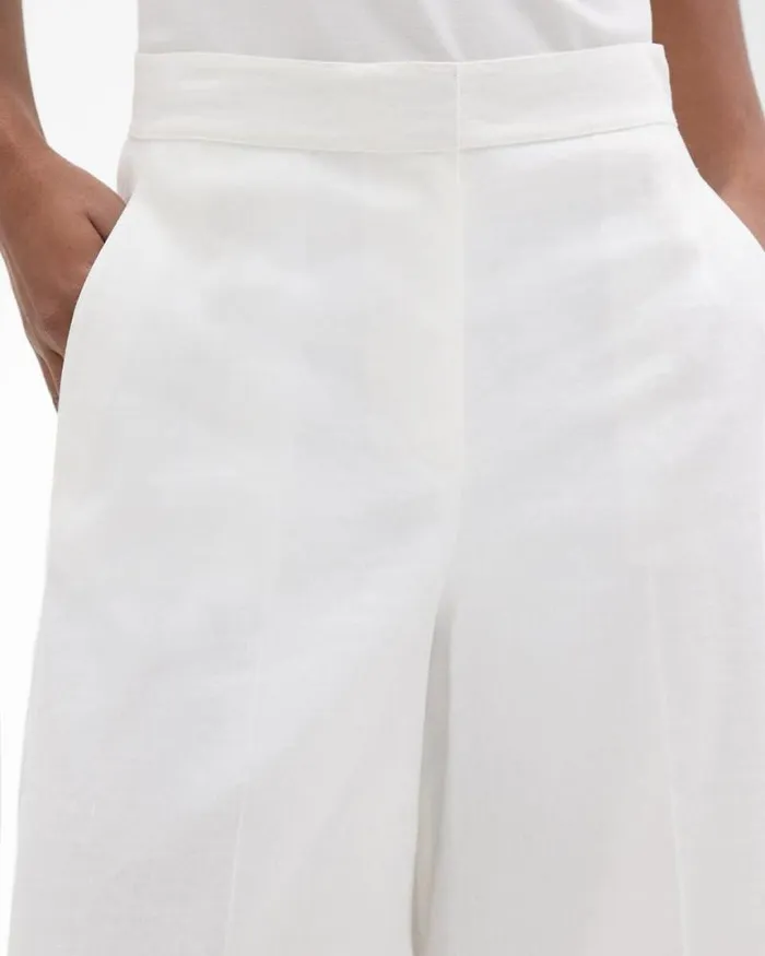 Pants Women Theory Cropped WideLeg Pant In Good Linen White