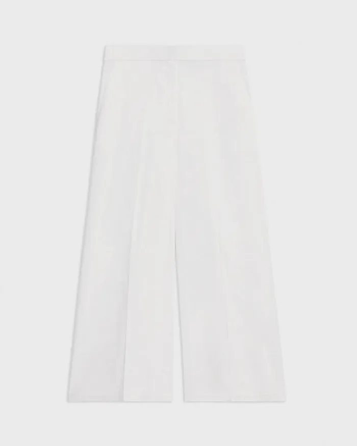 Pants Women Theory Cropped WideLeg Pant In Good Linen White