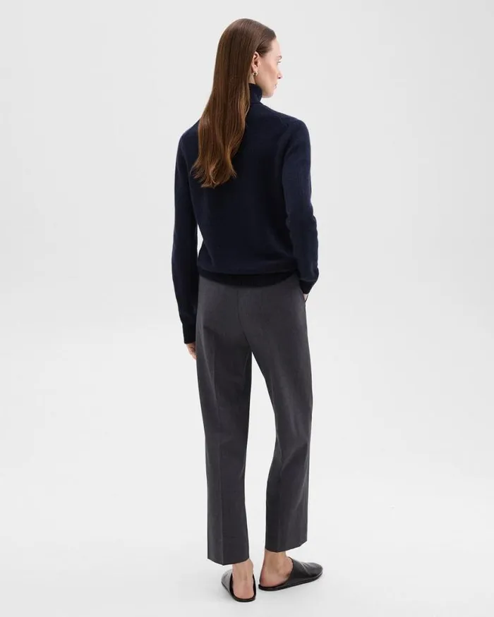 Pants Women Theory HighWaist StraightLeg Pant In Good Wool Charcoal Melange
