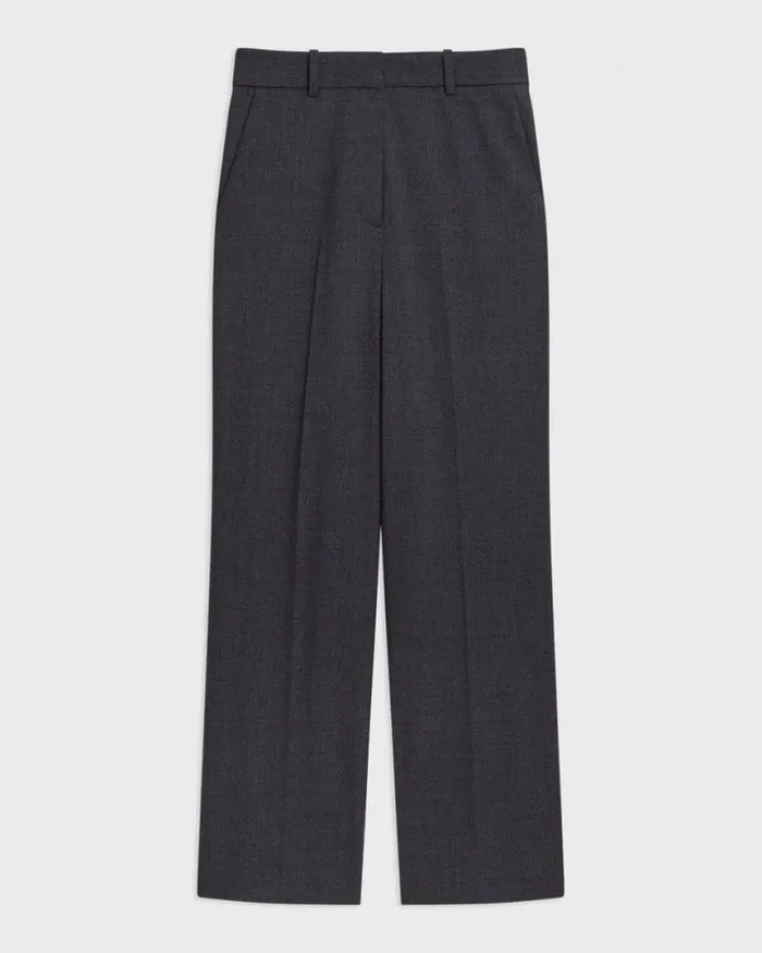 Pants Women Theory HighWaist StraightLeg Pant In Good Wool Charcoal Melange