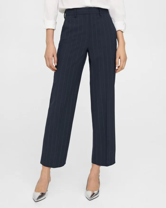 Pants Women Theory HighWaist StraightLeg Pant In Striped Stretch Wool Deep Navy Pants Women Theory HighWaist StraightLeg Pant In Striped Stretch Wool Deep Navy