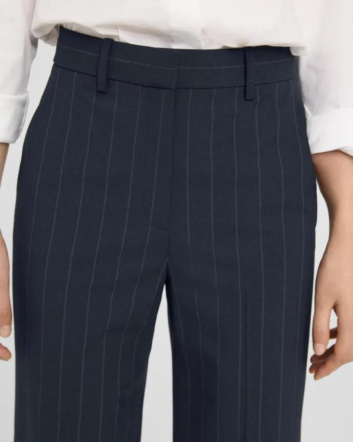 Pants Women Theory HighWaist StraightLeg Pant In Striped Stretch Wool Deep Navy Pants Women Theory HighWaist StraightLeg Pant In Striped Stretch Wool Deep Navy