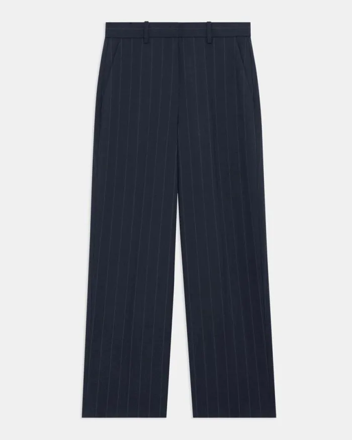 Pants Women Theory HighWaist StraightLeg Pant In Striped Stretch Wool Deep Navy Pants Women Theory HighWaist StraightLeg Pant In Striped Stretch Wool Deep Navy