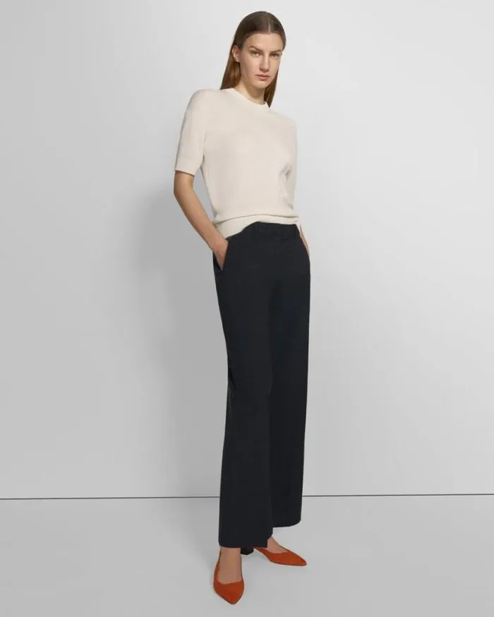 Pants Women Theory Relaxed Pant In Good Wool Nocturne Navy