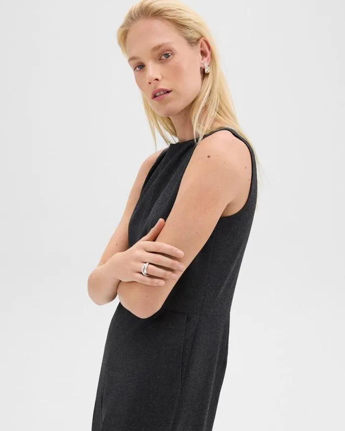 Pants Women Theory Relaxed Sleeveless Jumpsuit In Stretch Flannel Charcoal Melange Pants Women Theory Relaxed Sleeveless Jumpsuit In Stretch Flannel Charcoal Melange