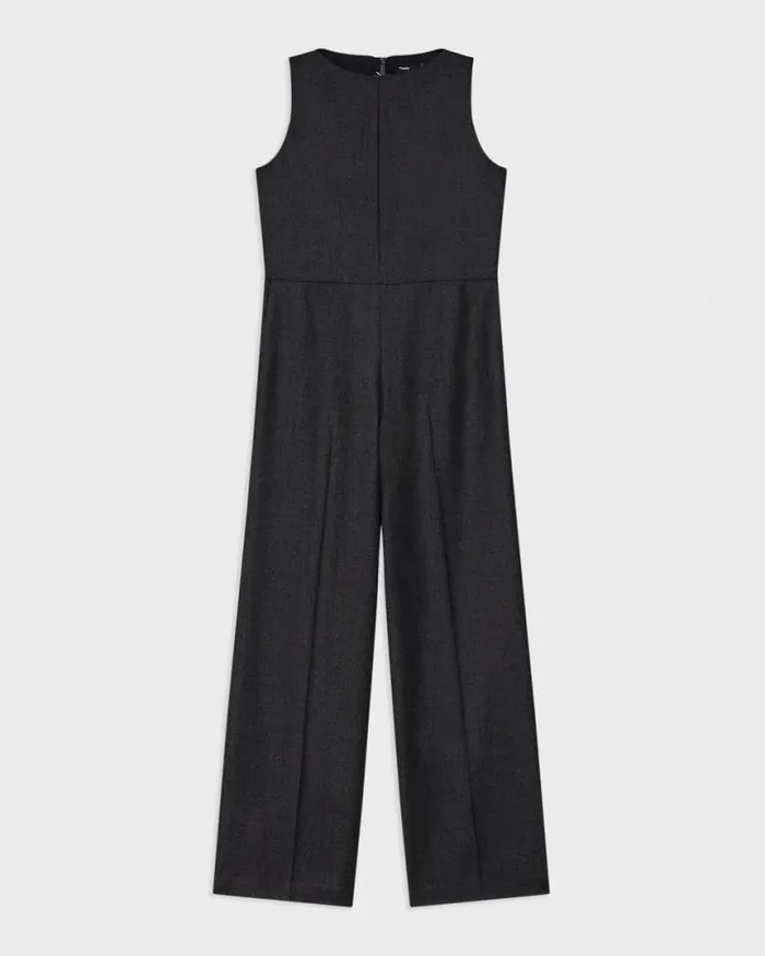 Pants Women Theory Relaxed Sleeveless Jumpsuit In Stretch Flannel Charcoal Melange Pants Women Theory Relaxed Sleeveless Jumpsuit In Stretch Flannel Charcoal Melange