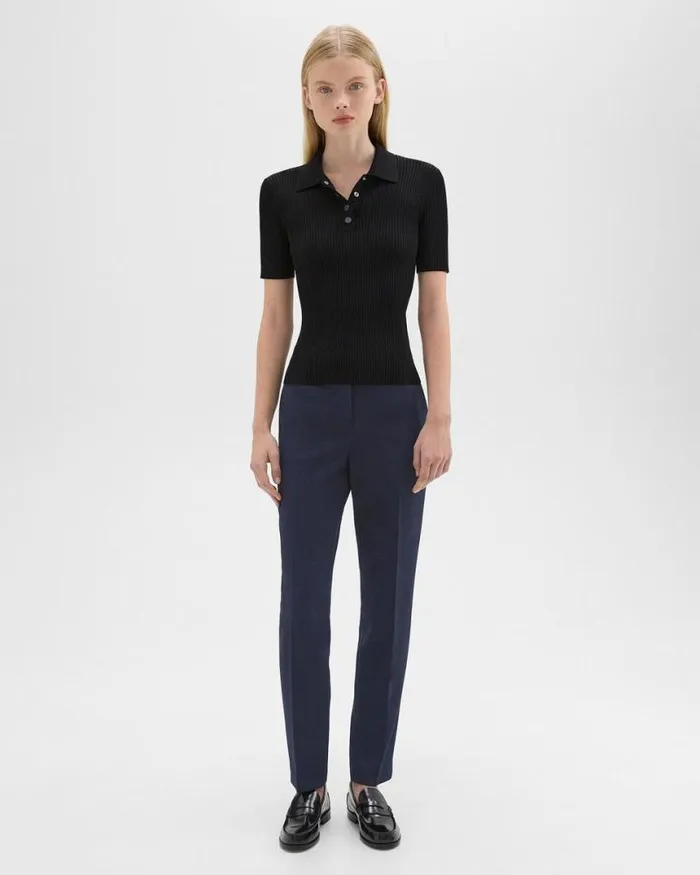 Pants Women Theory Treeca Full Length Pant In Admiral Crepe Nocturne Navy