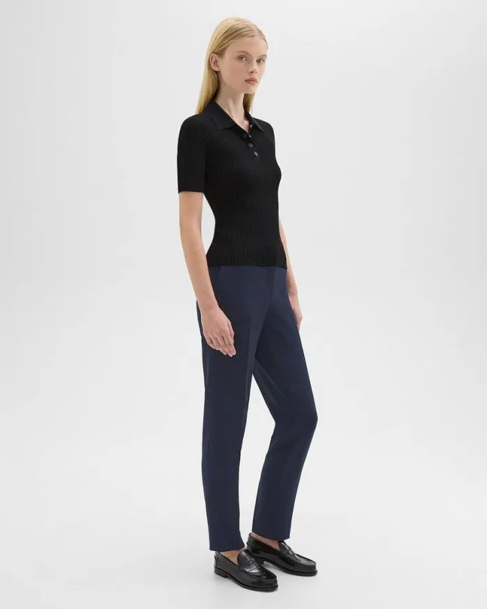 Pants Women Theory Treeca Full Length Pant In Admiral Crepe Nocturne Navy
