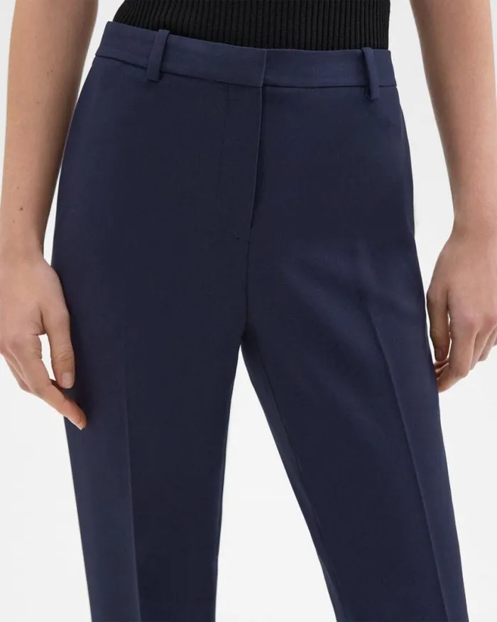 Pants Women Theory Treeca Full Length Pant In Admiral Crepe Nocturne Navy