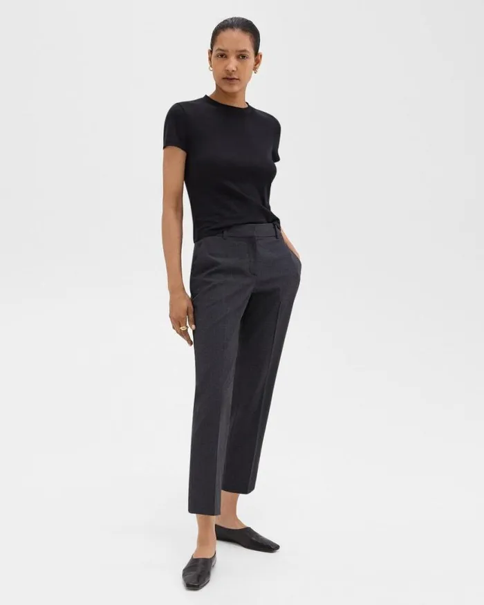 Pants Women Theory Treeca Pant In Good Wool Charcoal Melange