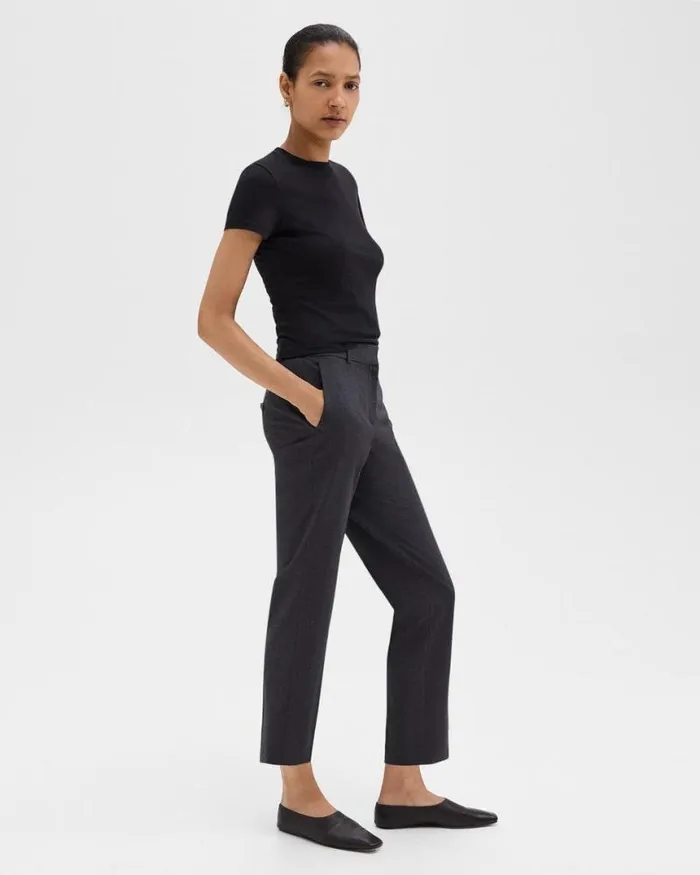 Pants Women Theory Treeca Pant In Good Wool Charcoal Melange