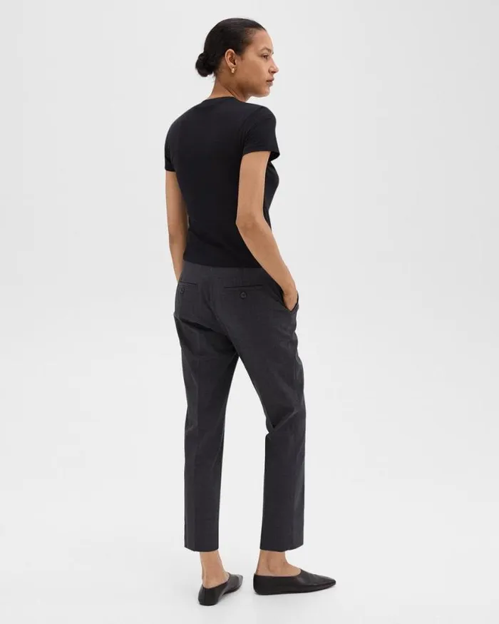 Pants Women Theory Treeca Pant In Good Wool Charcoal Melange