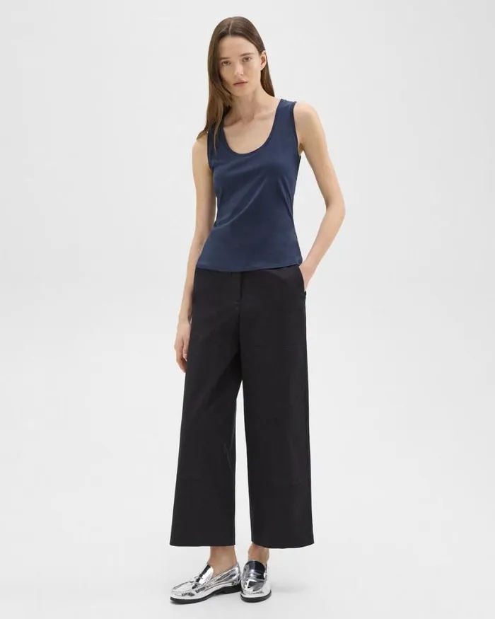Pants Women Theory Utility Pant In Organic Cotton Nocturne Navy