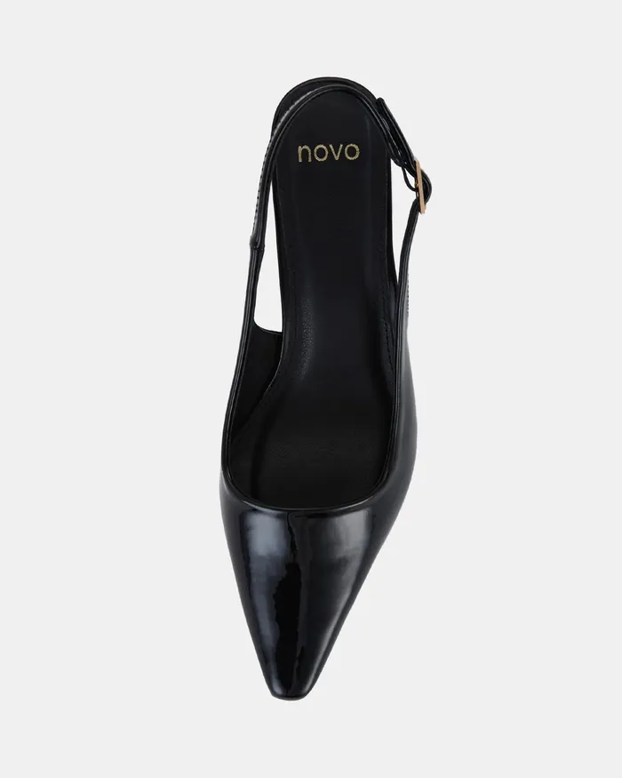 Party NOVO Shoes Women ILATIA Black Patent Low Heels