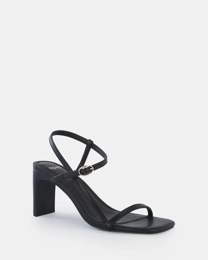 Party NOVO Shoes Women UJALA BLACK Slim Rectangular Heels
