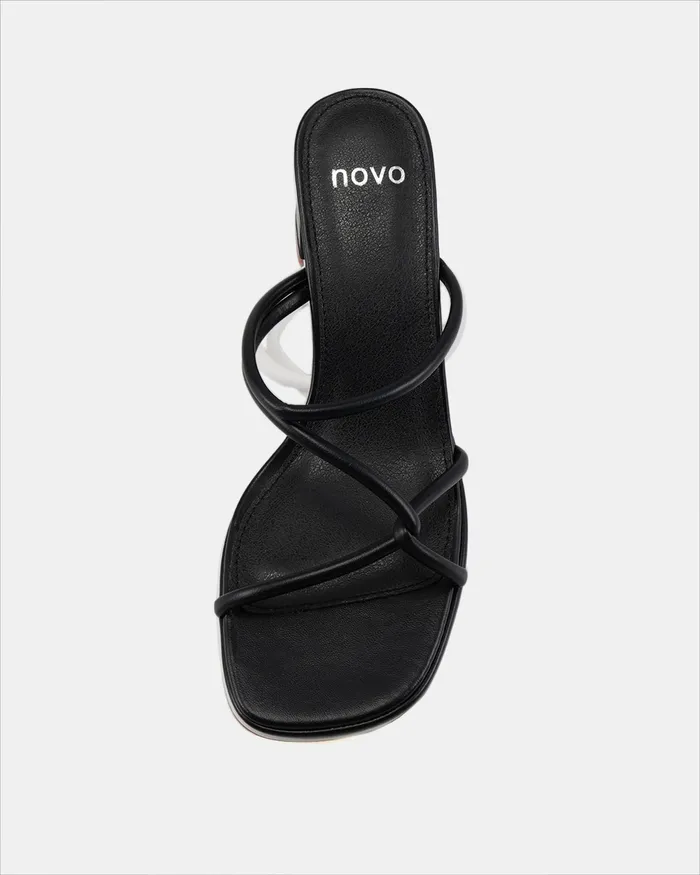 Party UBALDO BLACK Open Toe Heels NOVO Shoes Women