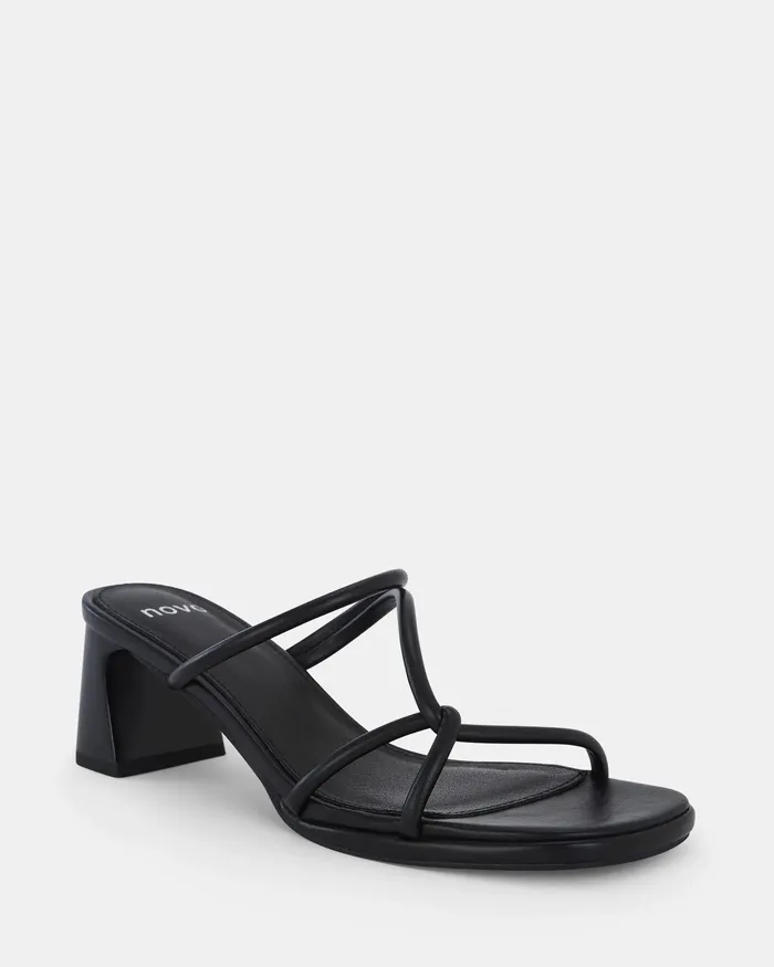 Party UBALDO BLACK Open Toe Heels NOVO Shoes Women
