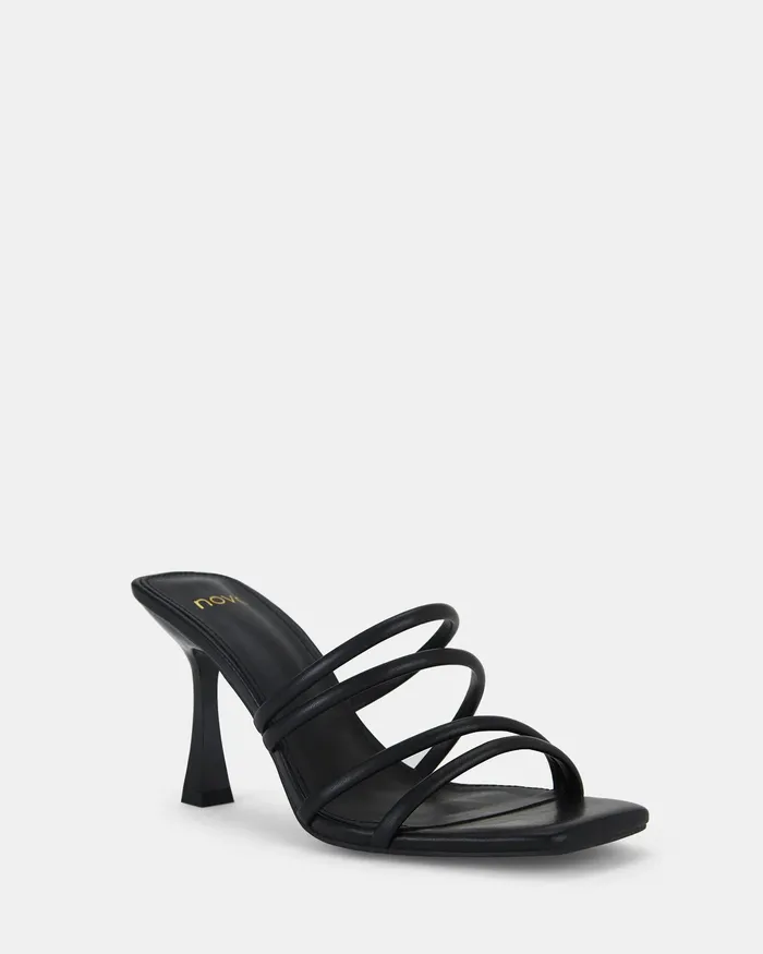 Party Women LEEMA BLACK Open Toe Heels NOVO Shoes
