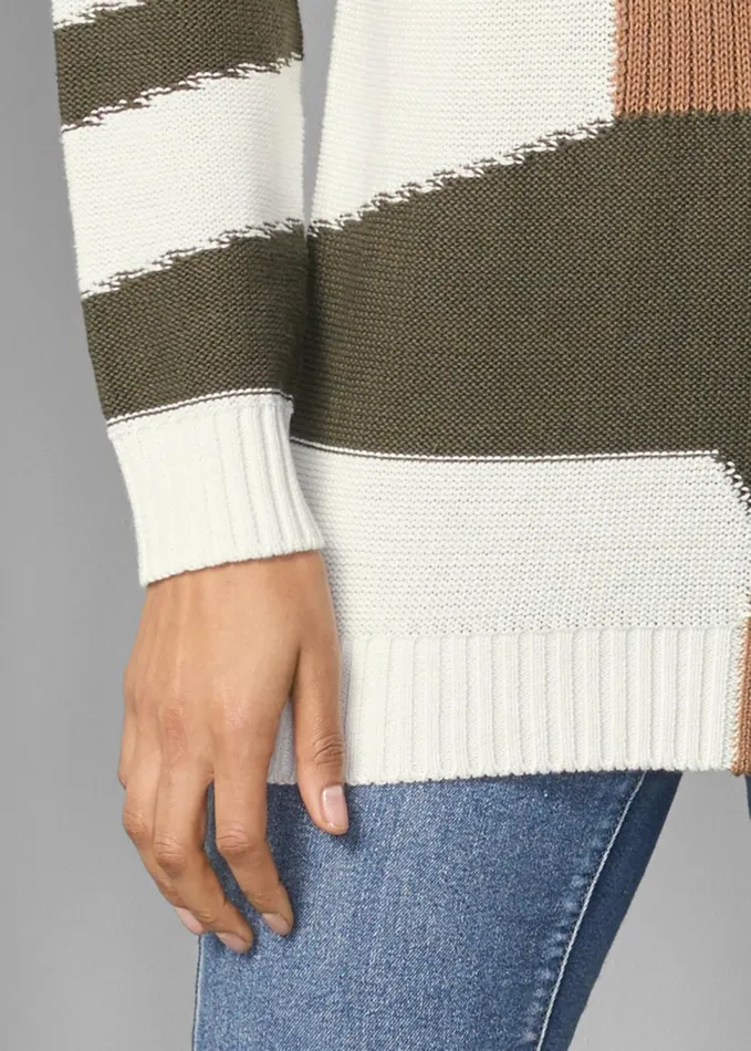 Patchwork Mockneck Sweater Tan Multi Women VENUS Pullover