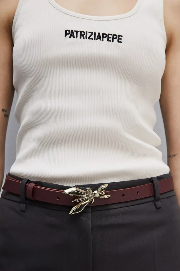Patrizia Pepe Belts LowWaisted Leather Belt Purple 8211 Women