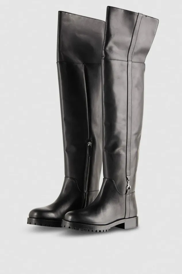 Patrizia Pepe Boots High Leather Boots With Side Zipper Black 8211 Women