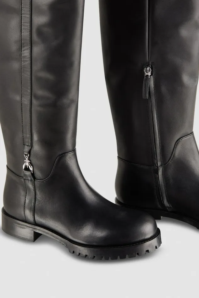 Patrizia Pepe Boots High Leather Boots With Side Zipper Black 8211 Women