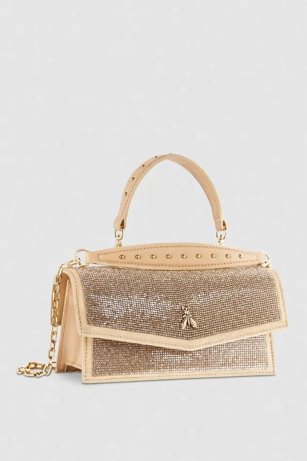 Patrizia Pepe Crossbodys Fly Bamby Shoulder Bag With Rhinestones Beige 8211 Women