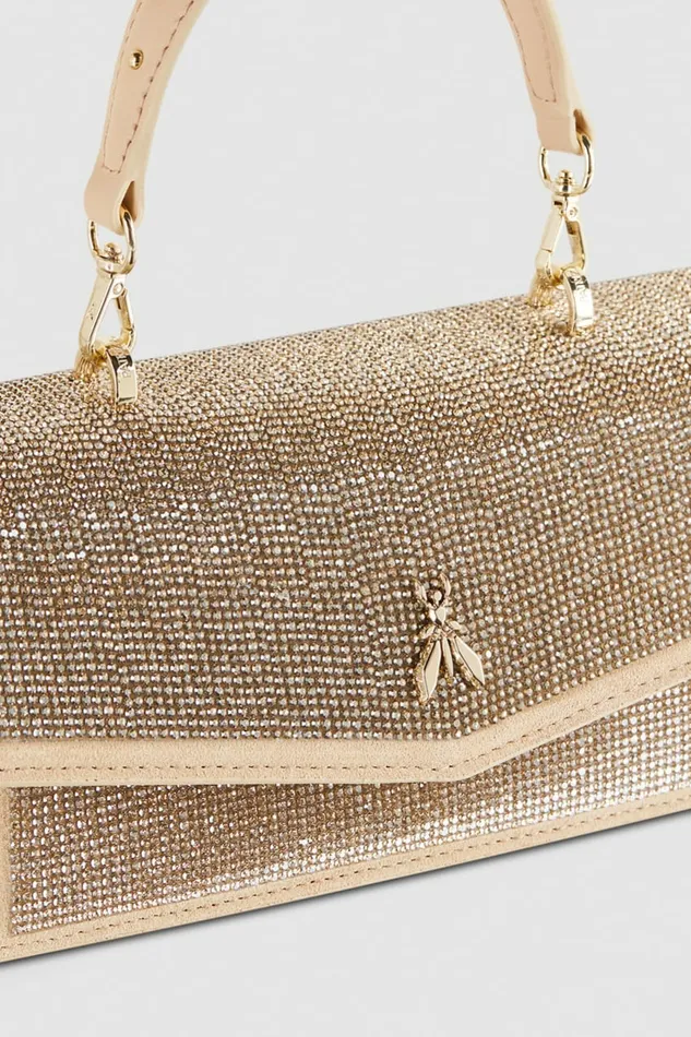 Patrizia Pepe Crossbodys Fly Bamby Shoulder Bag With Rhinestones Beige 8211 Women