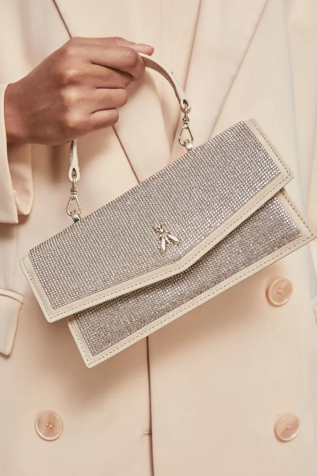 Patrizia Pepe Crossbodys Fly Bamby Shoulder Bag With Rhinestones Beige 8211 Women