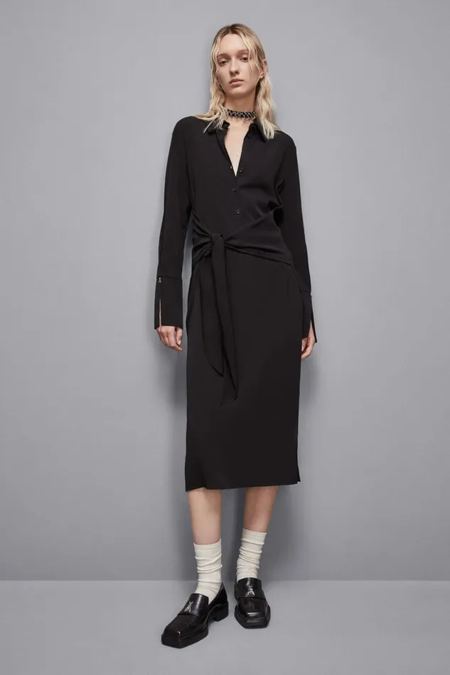 Patrizia Pepe Dresses Essential Twill Sash Dress Black 8211 Women