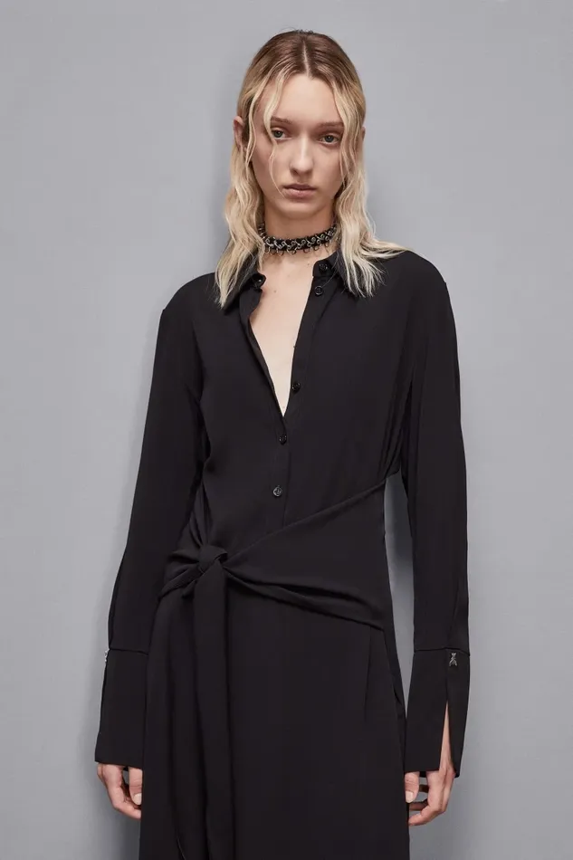 Patrizia Pepe Dresses Essential Twill Sash Dress Black 8211 Women