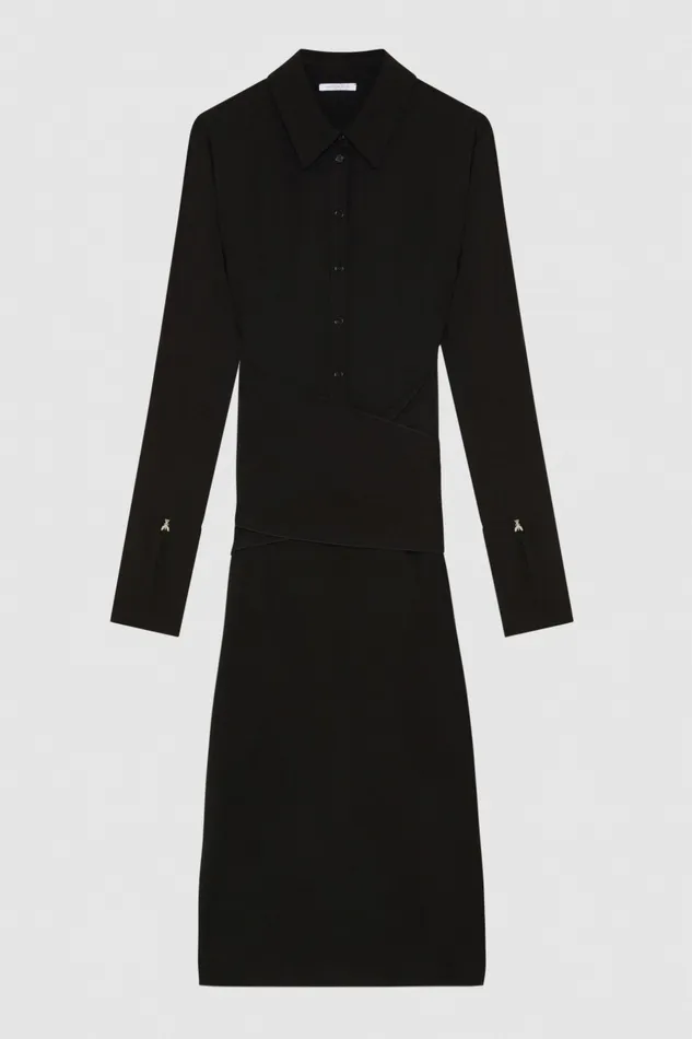Patrizia Pepe Dresses Essential Twill Sash Dress Black 8211 Women