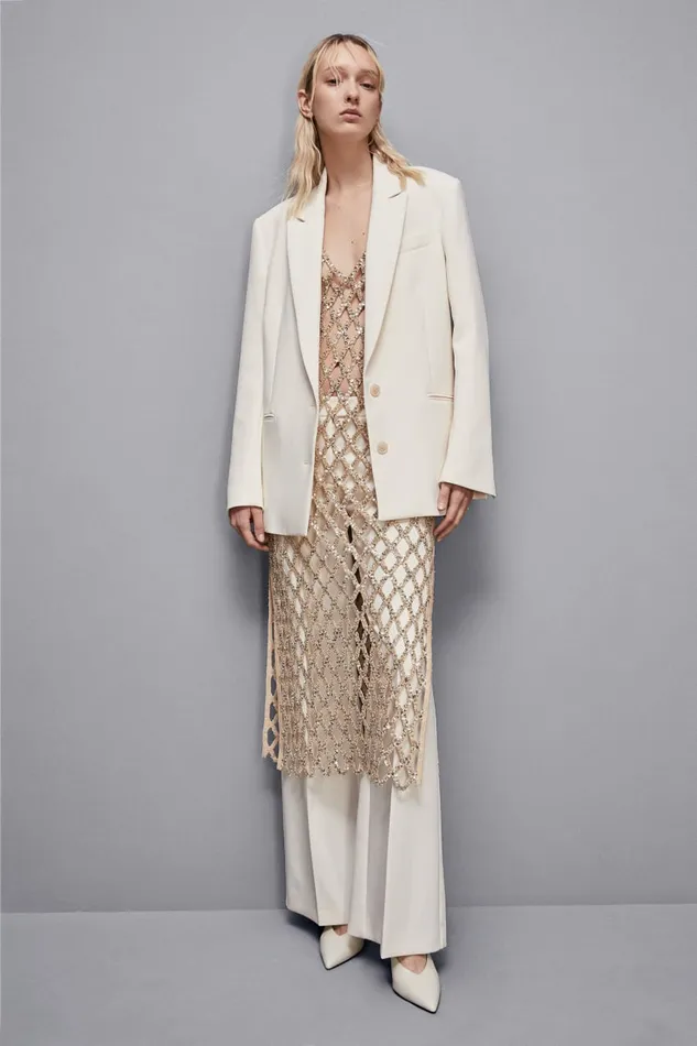 Patrizia Pepe Dresses Jeweled Mesh Slim Fit Dress Gold 8211 Women