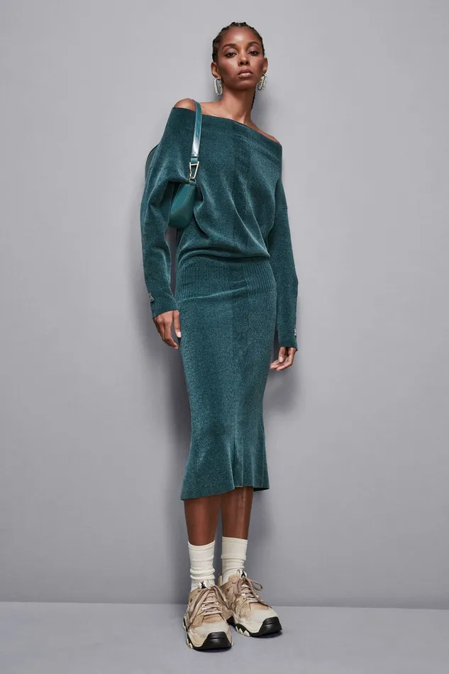 Patrizia Pepe Dresses LongSleeved Chenille Dress Green 8211 Women