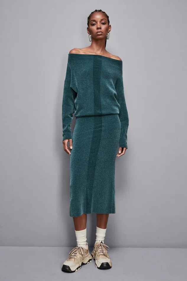 Patrizia Pepe Dresses LongSleeved Chenille Dress Green 8211 Women