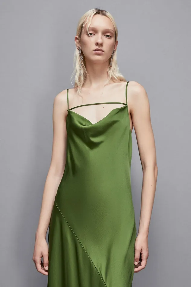 Patrizia Pepe Dresses Long Viscose Satin Mermaid Dress Green 8211 Women