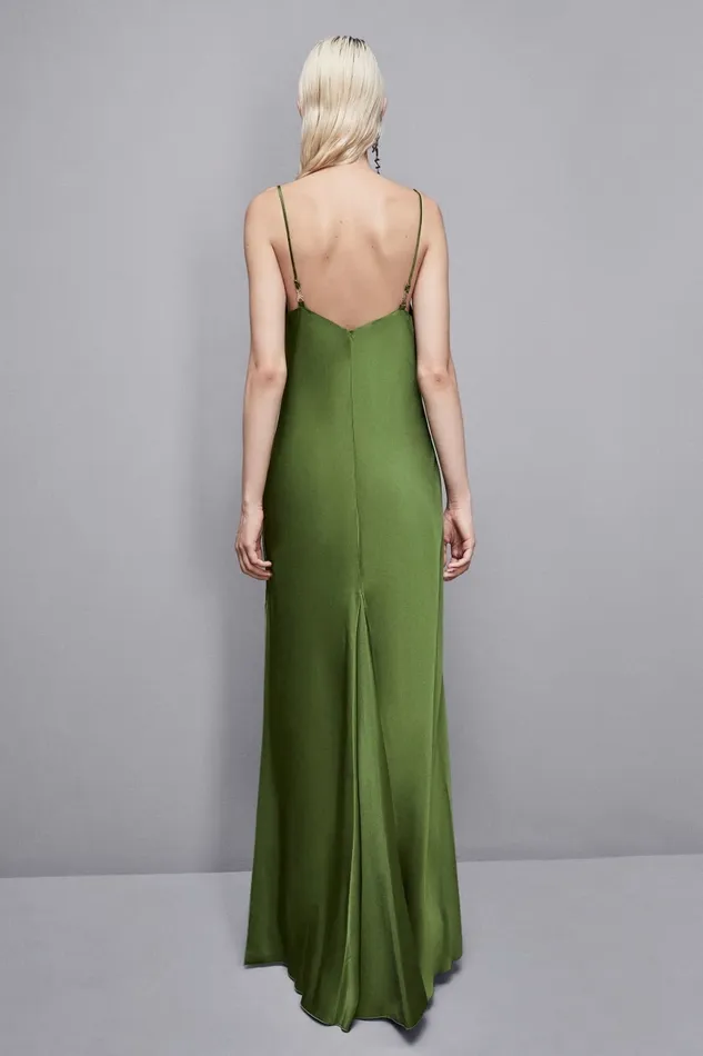 Patrizia Pepe Dresses Long Viscose Satin Mermaid Dress Green 8211 Women