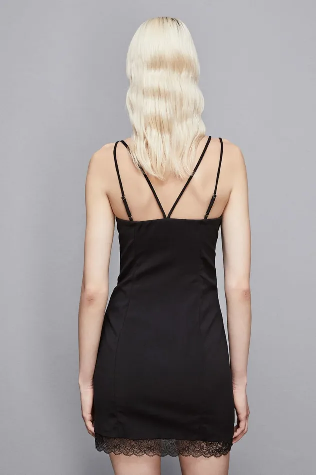 Patrizia Pepe Dresses Mini Sheath Dress With Lace Inserts Black 8211 Women