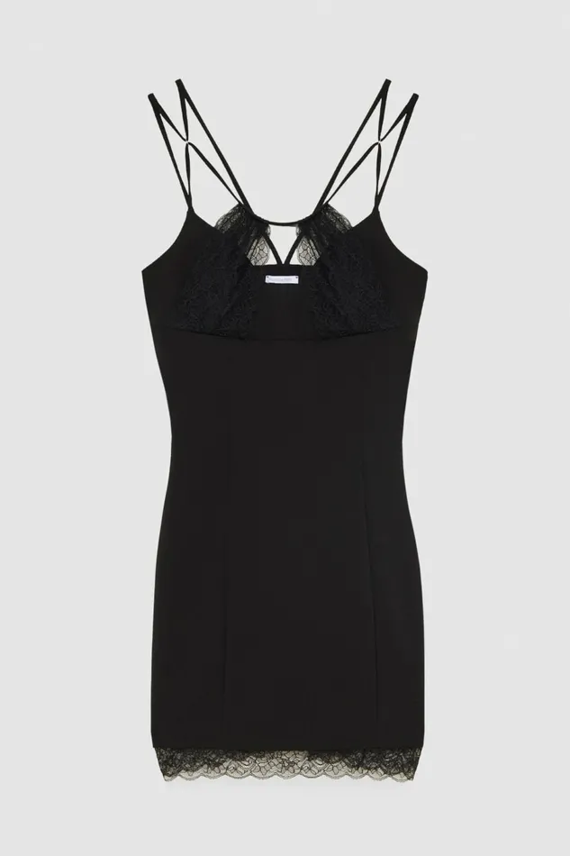 Patrizia Pepe Dresses Mini Sheath Dress With Lace Inserts Black 8211 Women