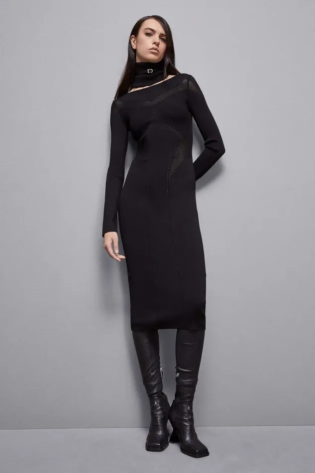 Patrizia Pepe Dresses Viscose Blend Midi Dress Black 8211 Women